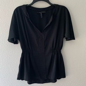 BCBG MaxAzria Black Elegant Peplum Blouse Size XS